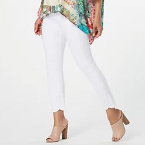 Jen7 For All Mankind Embroidered  Scalloped Hem Crop Straight Leg Jeans …